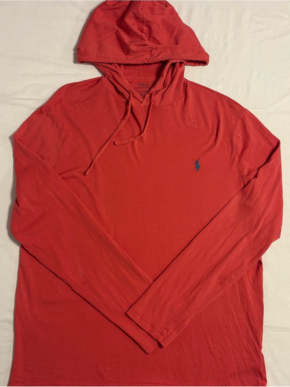 Polo by Ralph Lauren Long-Sleeve Hooded Jersey T-Shirt Coral size L